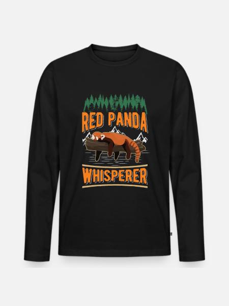 Chuchoteur de panda roux - T-shirt manches longues Premium bio Homme - noir