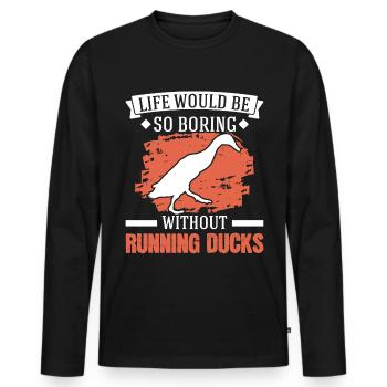 Indian Running Gift Running Duck - Men's Premium Organic Long Sleeve Shirt - black - Front - Nico (187cm)