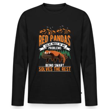 Red Panda Gift Cat Bear - Men's Premium Organic Long Sleeve Shirt - black - Front - Nico (187cm)