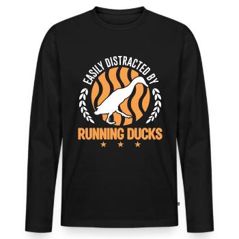 Easily distracted by Running Ducks Laufente - Men's Premium Organic Long Sleeve Shirt - black - Front - Nico (187cm)