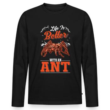 La vie est meilleure avec une fourmi de ferme de fourmis - T-shirt manches longues Premium bio Homme - noir - Devant - Nico (187cm)