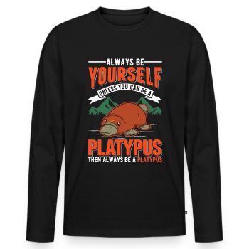 Ornithorynque Cadeau Ornithorynque - T-shirt manches longues Premium bio Homme - noir - Devant - Nico (187cm)