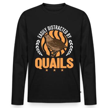 Easily distracted by Quails - Männer Premium Bio Langarmshirt - Schwarz - Vorne - Nico (187cm)