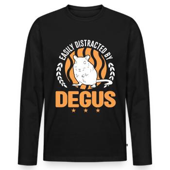 Easily distracted by Degus - Men's Premium Organic Long Sleeve Shirt - black - Front - Nico (187cm)