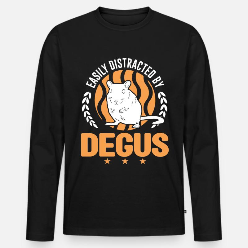 Easily distracted by Degus - Männer Premium Bio Langarmshirt - Schwarz