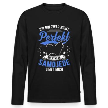 Samojede Geschenk Schlittenhund Samojeden - Männer Premium Bio Langarmshirt - Schwarz - Vorne - Nico (187cm)