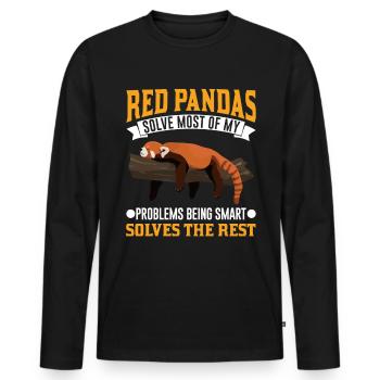 Panda Rouge Cadeau Chat Ours Panda Rouge - T-shirt manches longues Premium bio Homme - noir - Devant - Nico (187cm)