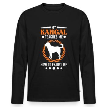 Mon Kangal m’apprend à profiter de la vie Kangal - T-shirt manches longues Premium bio Homme - noir - Devant - Nico (187cm)
