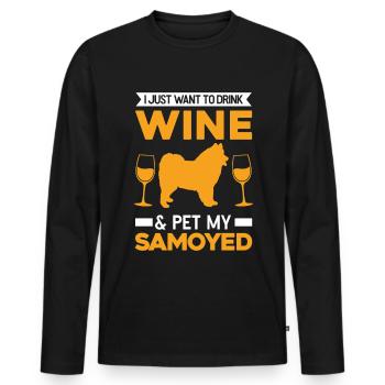 Samoyèdes et chiens de traîneau à vin Samoyèdes - T-shirt manches longues Premium bio Homme - noir - Devant - Nico (187cm)