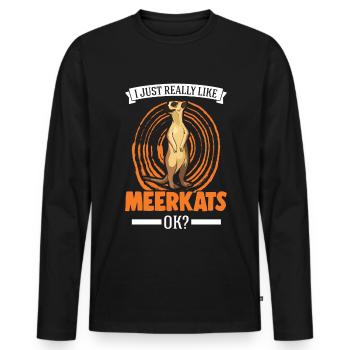 Suricate Cadeau Suricate Suricate - T-shirt manches longues Premium bio Homme - noir - Devant - Nico (187cm)