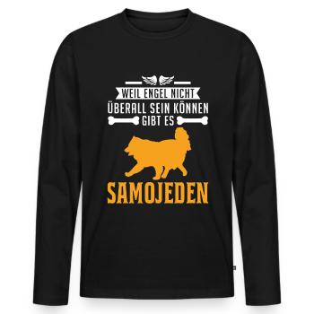 Samojede Engel Schlittenhund Samojeden - Männer Premium Bio Langarmshirt - Schwarz - Vorne - Nico (187cm)