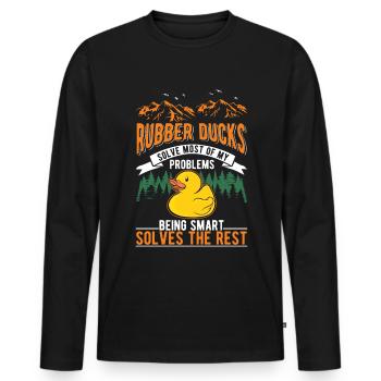 Canard en caoutchouc Cadeau Canard Grinçant Canard Bain Canard - T-shirt manches longues Premium bio Homme - noir - Devant - Nico (187cm)