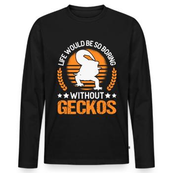 Life would be so boring without Geckos - Männer Premium Bio Langarmshirt - Schwarz - Vorne - Nico (187cm)