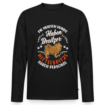 Mittelspitz Personal - Männer Premium Bio Langarmshirt - Schwarz - Vorne - Nico (187cm)