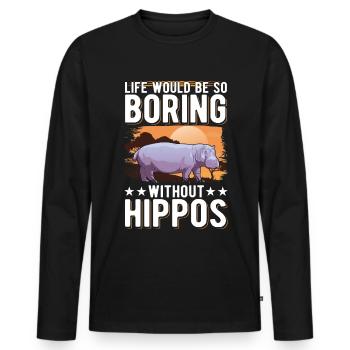 Hippo Gift Hippo Hippo Hippo - Men's Premium Organic Long Sleeve Shirt - black - Front - Nico (187cm)