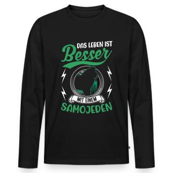 Das Leben ist besser mit einem Samojeden - Männer Premium Bio Langarmshirt - Schwarz - Vorne - Nico (187cm)