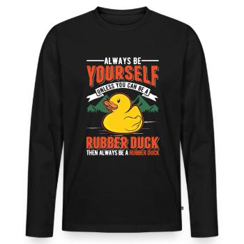 Canard en caoutchouc Canard grinçant Canard de bain - T-shirt manches longues Premium bio Homme - noir - Devant - Nico (187cm)
