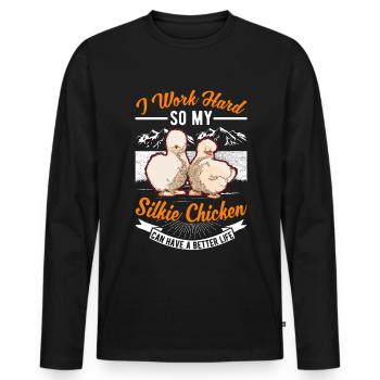 Silk Chicken Retraité Silkie Chicken Grand-père - T-shirt manches longues Premium bio Homme - noir - Devant - Nico (187cm)