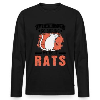 Rat Gift Domestic Rat Rat Owner - Men's Premium Organic Long Sleeve Shirt - black - Front - Nico (187cm)