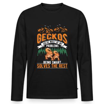 Gecko Geschenk Leopardgecko - Männer Premium Bio Langarmshirt - Schwarz - Vorne - Nico (187cm)