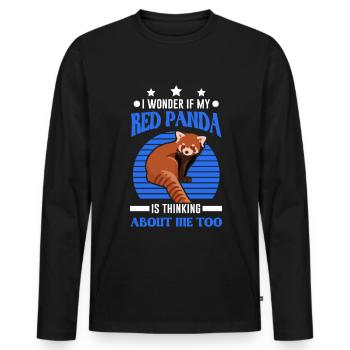 Panda Rouge Cadeau Chat Ours Panda Rouge - T-shirt manches longues Premium bio Homme - noir - Devant - Nico (187cm)