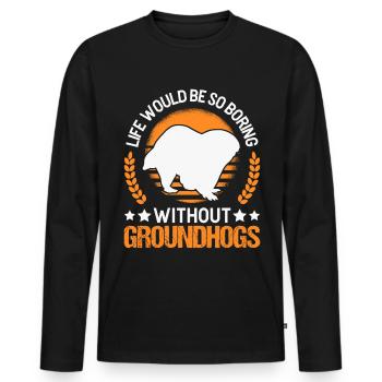 Murmeltier Groundhog Marmot Waldmurmeltier - Männer Premium Bio Langarmshirt - Schwarz - Vorne - Nico (187cm)