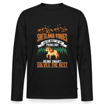 Shetland Pony Gift Shetty - Men's Premium Organic Long Sleeve Shirt - black - Front - Nico (187cm)