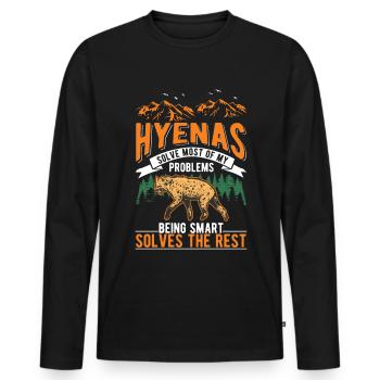 Hyäne Geschenk Erdwolf Hyena - Männer Premium Bio Langarmshirt - Schwarz - Vorne - Nico (187cm)