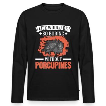 Porcupine Gift Porcupine - Men's Premium Organic Long Sleeve Shirt - black - Front - Nico (187cm)