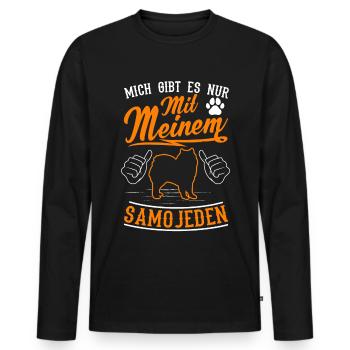 Mich gibt es nur mit meinem Samojeden - Männer Premium Bio Langarmshirt - Schwarz - Vorne - Nico (187cm)