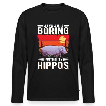 Hippo Gift Hippo Hippo Hippo - Men's Premium Organic Long Sleeve Shirt - black - Front - Nico (187cm)