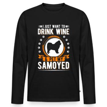 Samoyed and Wine Sled Dog Samoyeds - Men's Premium Organic Long Sleeve Shirt - black - Front - Nico (187cm)