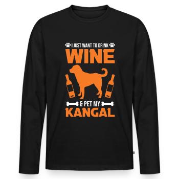 Kangal et vin Chien de berger anatolien - T-shirt manches longues Premium bio Homme - noir - Devant - Nico (187cm)