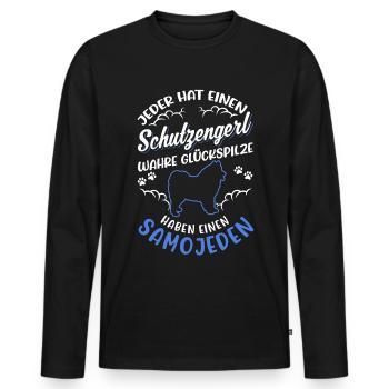 Samoyède Ange Gardien Chien de traîneau Samoyèdes - T-shirt manches longues Premium bio Homme - noir - Devant - Nico (187cm)