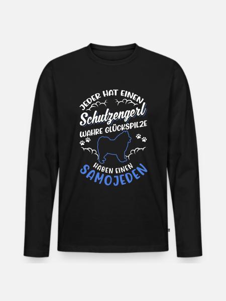 Samojede Schutzengel Schlittenhund Samojeden - Männer Premium Bio Langarmshirt - Schwarz