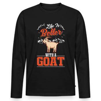 La vie est meilleure avec une chèvre Ziegenwirt Ziege - T-shirt manches longues Premium bio Homme - noir - Devant - Nico (187cm)