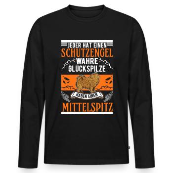 Mittelspitz Schutzengel - Männer Premium Bio Langarmshirt - Schwarz - Vorne - Nico (187cm)