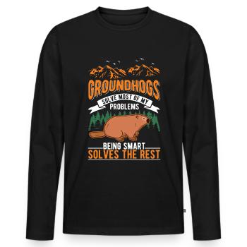 Murmeltier Groundhog Marmot Waldmurmeltier - Männer Premium Bio Langarmshirt - Schwarz - Vorne - Nico (187cm)