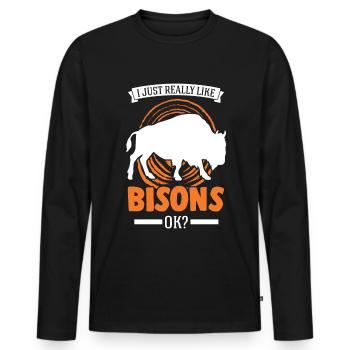 I just really like Bison's Water Buffalo Buffalo Buffalo - Men's Premium Organic Long Sleeve Shirt - black - Front - Nico (187cm)