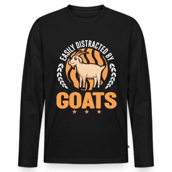 Facilement distrait par les chèvres Ziegenwirt Goat - T-shirt manches longues Premium bio Homme - noir - Devant - Nico (187cm)