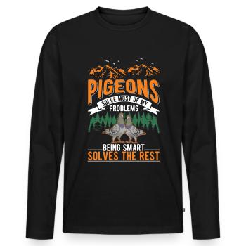 Pigeon Cadeau Pigeon Colombier Plus Chic Pigeon Voyageur - T-shirt manches longues Premium bio Homme - noir - Devant - Nico (187cm)