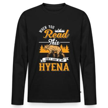 Hyäne Geschenk Erdwolf Hyena - Männer Premium Bio Langarmshirt - Schwarz - Vorne - Nico (187cm)