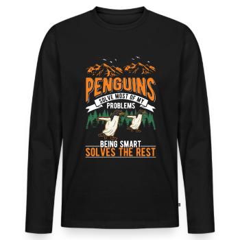 Penguin Gift Penguin - Men's Premium Organic Long Sleeve Shirt - black - Front - Nico (187cm)