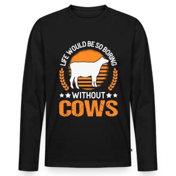 La vie serait si ennuyeuse sans Cows Kuh - T-shirt manches longues Premium bio Homme - noir - Devant - Nico (187cm)