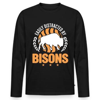 Easily distracted by Bison's Water Buffalo Buffalo Buffalo - Men's Premium Organic Long Sleeve Shirt - black - Front - Nico (187cm)