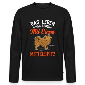 Das Leben ist besser mit einem Mittelspitz - Männer Premium Bio Langarmshirt - Schwarz - Vorne - Nico (187cm)