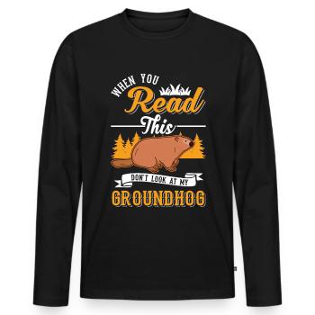 Murmeltier Groundhog Marmot Waldmurmeltier - Männer Premium Bio Langarmshirt - Schwarz - Vorne - Nico (187cm)