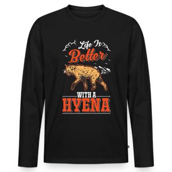 Life is better with a Hyena Earth Wolf Hyena - Men's Premium Organic Long Sleeve Shirt - black - Front - Nico (187cm)