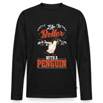 Life is better with a Penguin Pinguin - Männer Premium Bio Langarmshirt - Schwarz - Vorne - Nico (187cm)