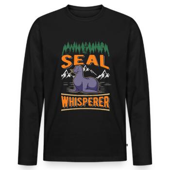 Seal Whisperer Sea Lion Seal - Men's Premium Organic Long Sleeve Shirt - black - Front - Nico (187cm)